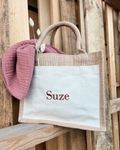 Geborduurd cadeautasje jute