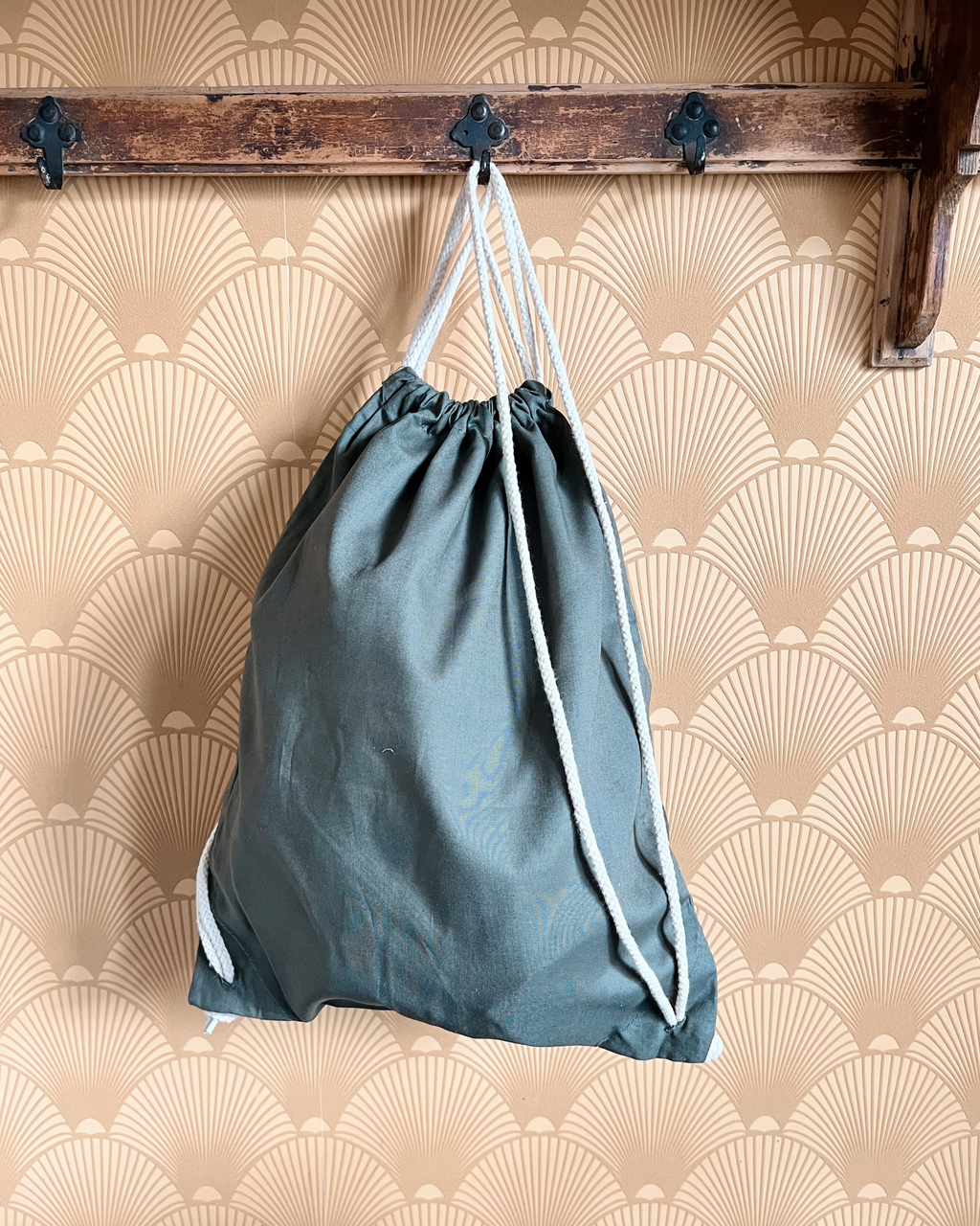 Te personaliseren gymtas katoen Olijfgroen