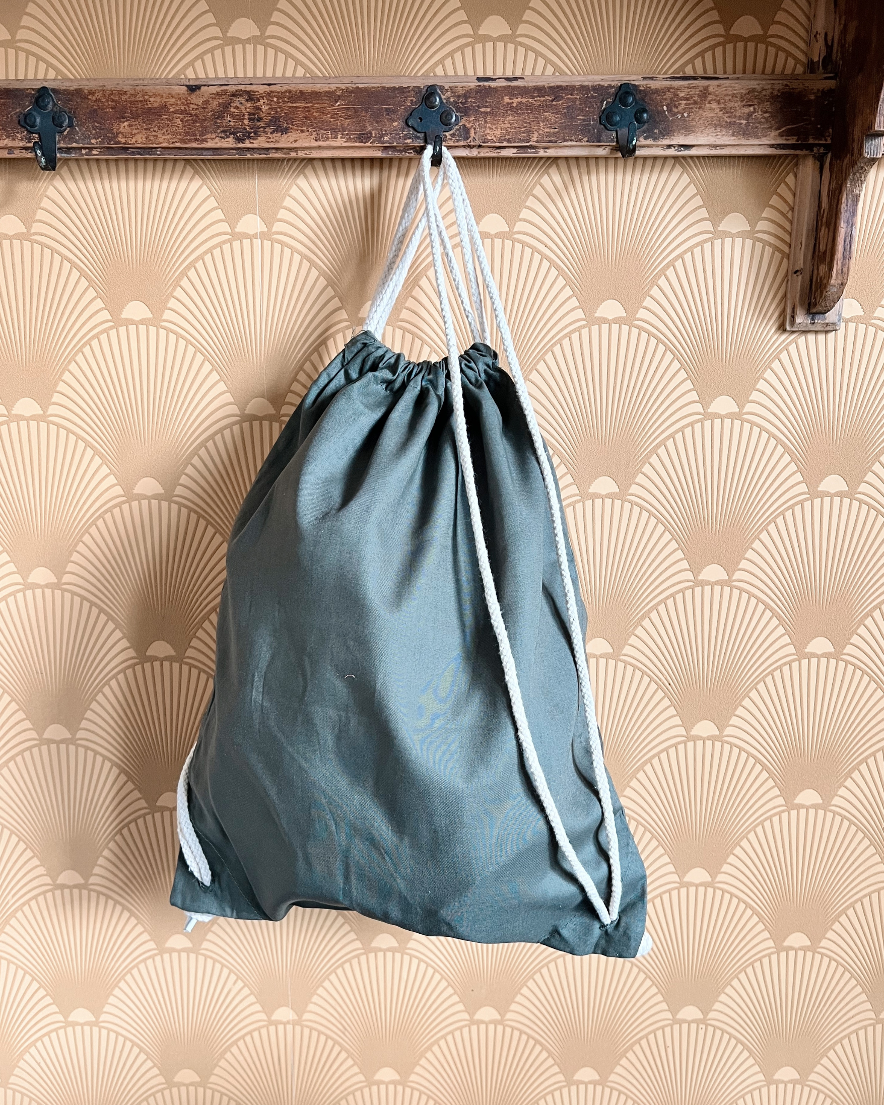 Te personaliseren gymtas katoen Olijfgroen