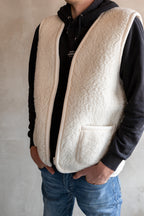 Bodywarmer volwassenen 100% wol Off-white personaliseerbaar