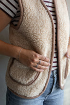 Bodywarmer volwassenen 100% wol Bruin personaliseerbaar